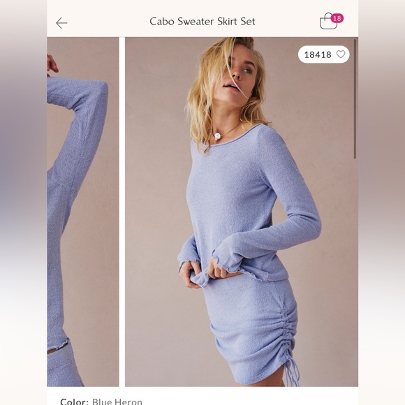 NWOT Free People Cabo Sweater Skirt Set - Blue Heron XS - Picture 3 of 4